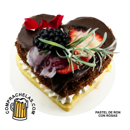 Pastel de Ron con Rosas Comestibles: Exquisitez para Celebrar el Amor